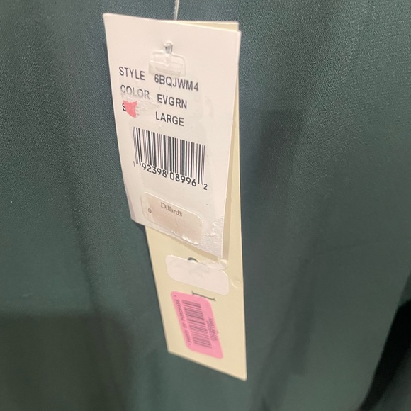 Allison & Kelly forest green 3/4 sleeve pleated Vneck short dress Sz large NWT - Picture 5 of 5